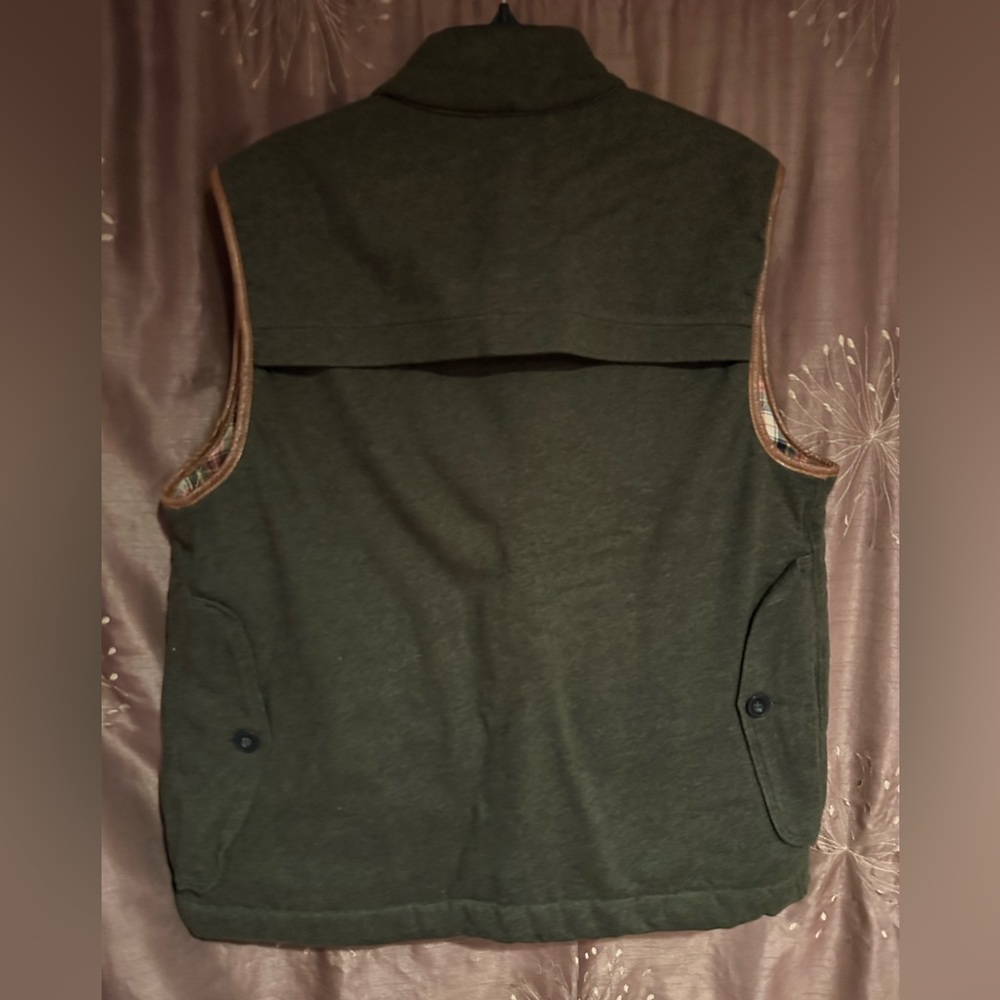 SOLD
Ralph Lauren Quilted Vest Leather Trims & Back Pockets